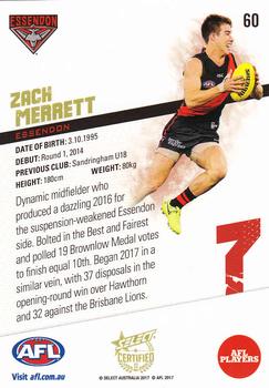2017 Select Certified #60 Zach Merrett Back